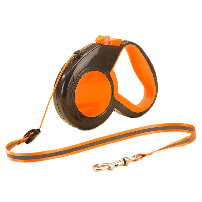 Reflective leash for pets with automatic traction