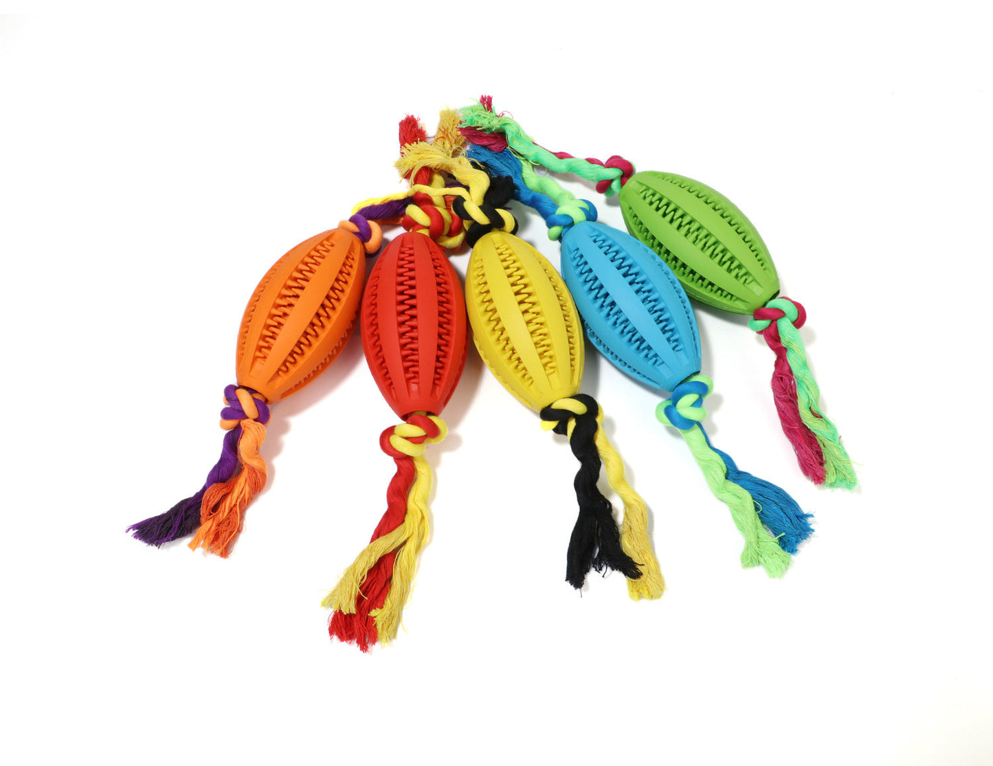 Interactive rubber molar toy for pets with rope