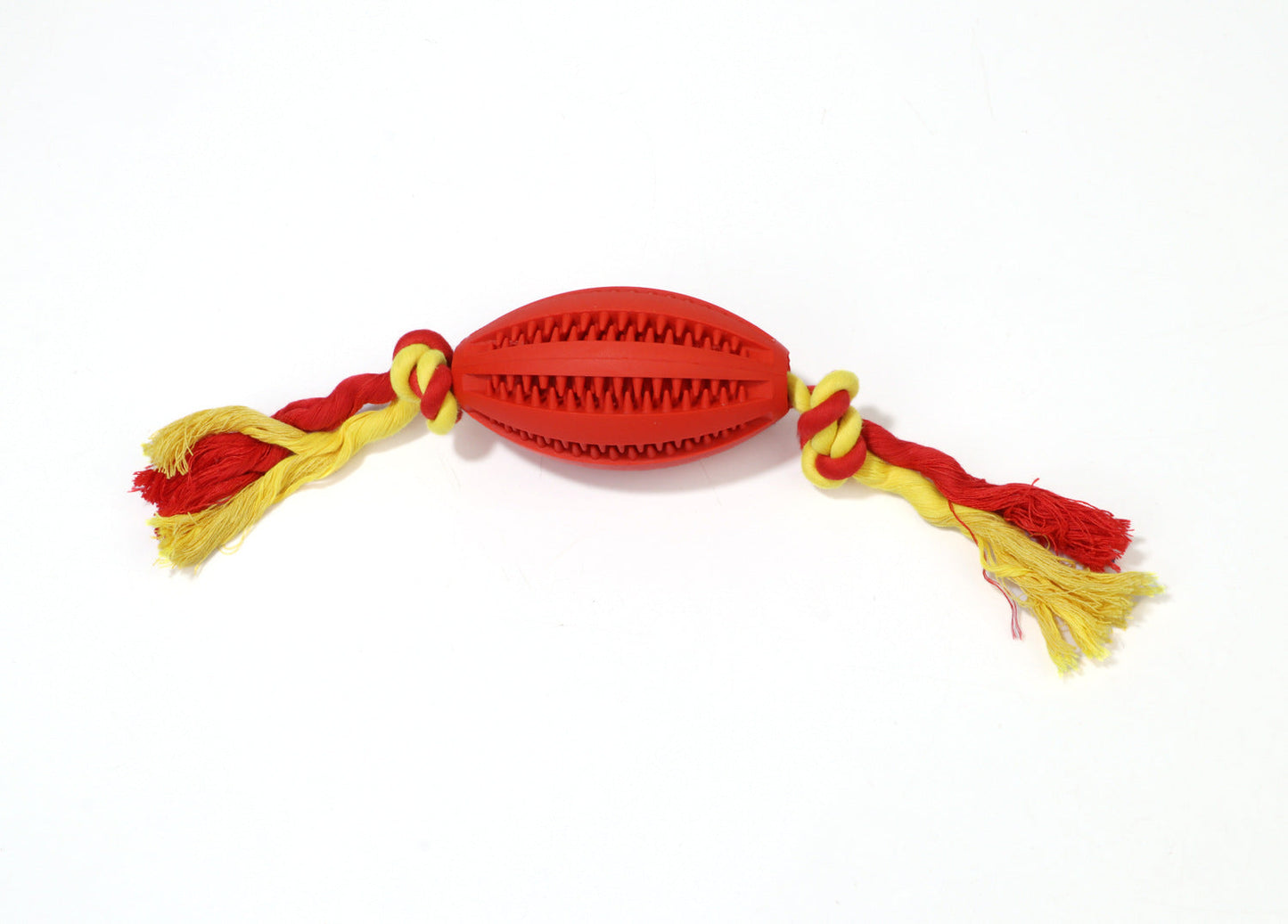 Interactive rubber molar toy for pets with rope