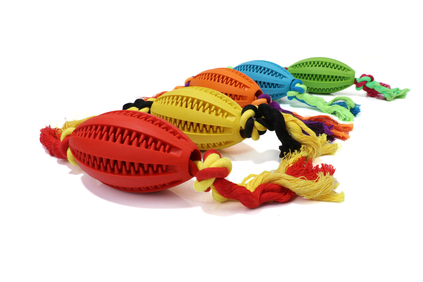 Interactive rubber molar toy for pets with rope