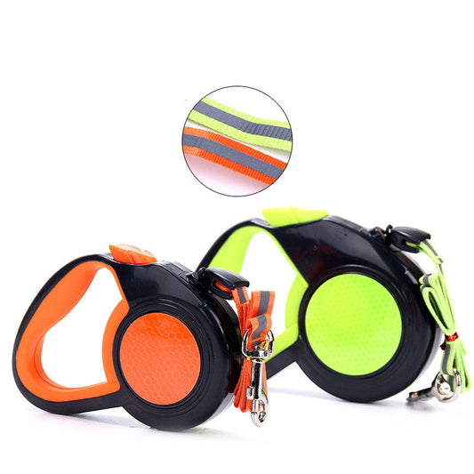 Reflective leash for pets with automatic traction